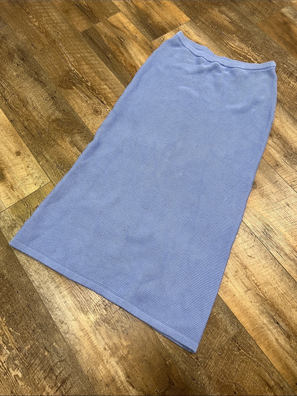 SABO 100% Cotton Light Periwinkle Ribbed Knit Midi Skirt Size L/AUS 12/USA 8